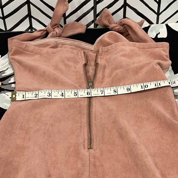 Empire Waist Mauve Pencil Style Open Mid Drift Shoulder Ties Dress Sz S - Picture 10 of 14